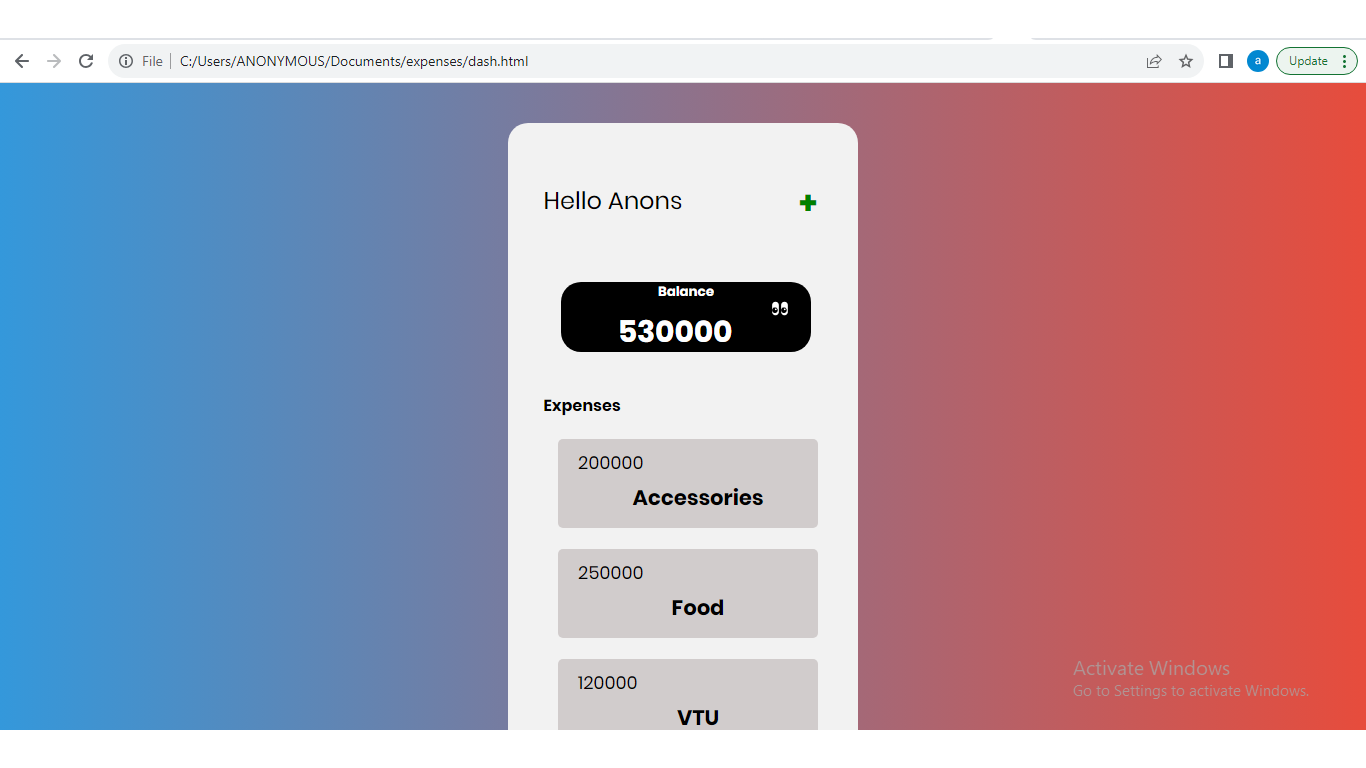 Expenses tracker
